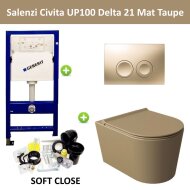 Geberit UP100 Toiletset Wandcloset Salenzi Civita Mat Taupe met Delta 21 Drukplaat