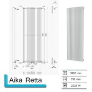 Handdoekradiator Aika Retta 1800 x 595 mm Mat Zwart