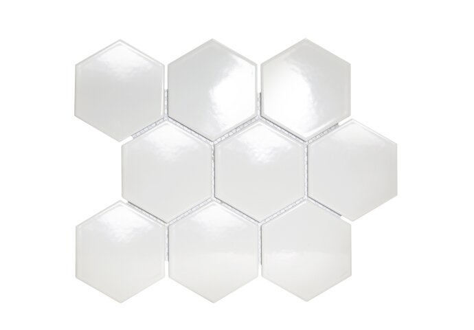 Mozaïek Barcelona 25.6x29.6 cm Geglazuurd Porselein Hexagon Glanzend Wit (Prijs Per 0.76 m2)