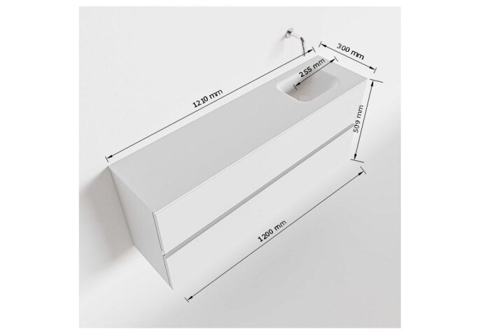 MONDIAZ ADA 120cm toiletmeubel talc. LEX wastafel talc rechts zonder kraangat