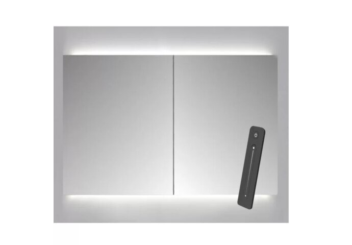 Spiegelkast Sanicare Qlassics Ambiance 100x60 cm Met Dubbelzijdige Spiegeldeuren, LED Verlichting En Afstandsbediening Hoogglans Wit