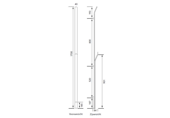 Elektrische Radiator Stick Instamat ARC Handdoekwarmer 170 cm 34W Geborsteld Aluminium Soft Zwart