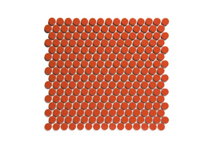 Mozaïek Venice Pennyround 31.5x29.4 cm Geglazuurd Porselein, Rond Glanzend Oranje (Prijs Per 0.93 m2)