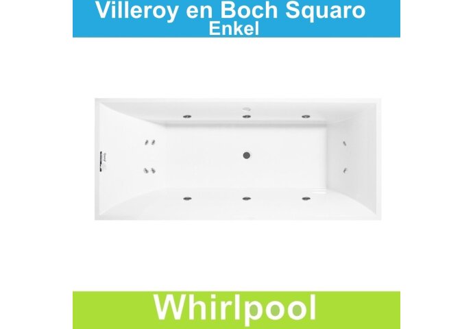 Ligbad Villeroy & Boch Squaro 180x80 cm Balboa Whirlpool systeem Enkel | Tegeldepot.nl